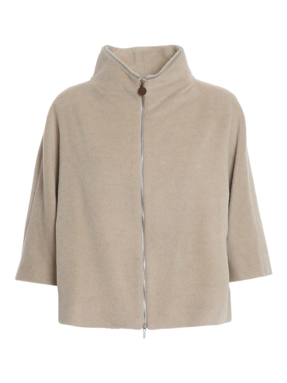 Fabiana Filippi Women's Taupe Zip-Front wool Coat medium